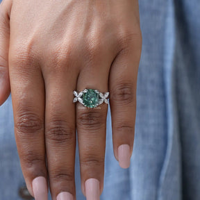 Cushion And Marquise Cut Ring In finger