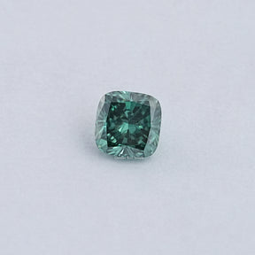 View Of Dark Green Cushion Cut Loose Moissanite 