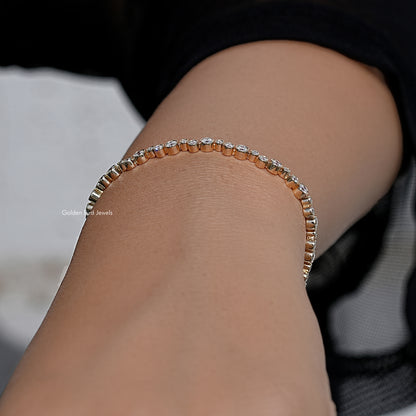 Bezel Set Round Cut Lab Diamond Tennis Bracelet
