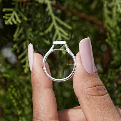 Oval Moissanite Diamond Bezel Set Wedding Ring