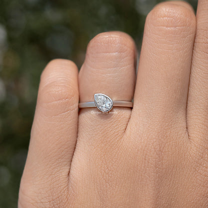 Bezel Set Pear Cut Lab Diamond Solitaire Ring