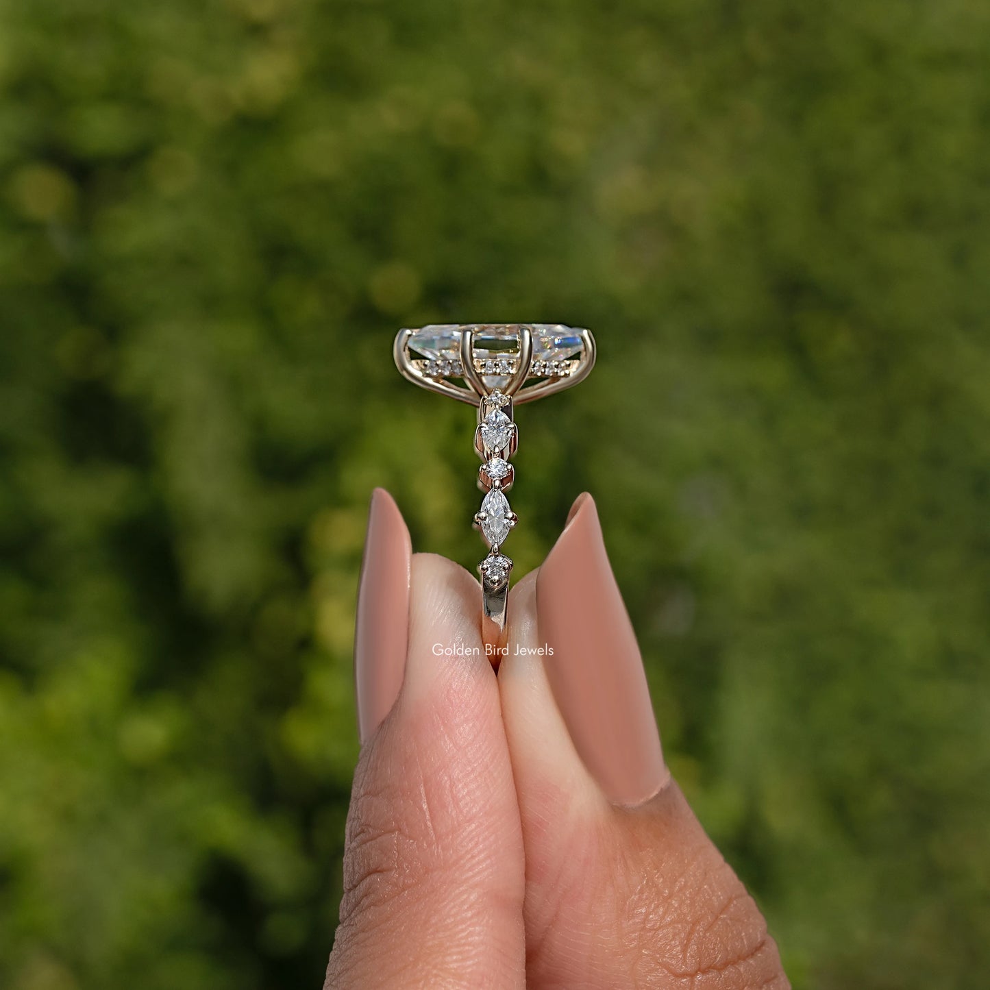 Dutch Marquise Cut Moissanite Accent Ring