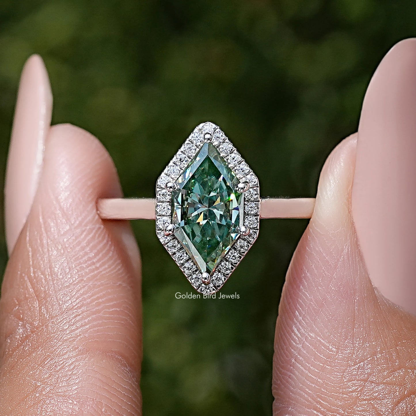 Dutch Marquise Moissanite Gemstone Halo Wedding Ring