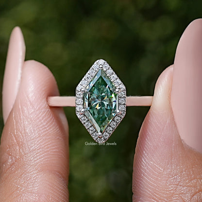 Dutch Marquise Moissanite Gemstone Halo Wedding Ring