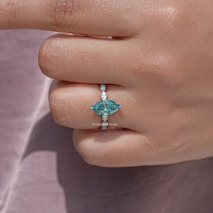 Marquise Cut Moissanite Gemstone Wedding Ring