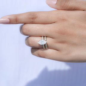 Dutch Marquise Cut Moissanite Bridal Ring Set