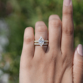 Dutch Marquise Cut Moissanite Bridal Ring Set