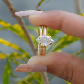 Front view of marquise cut moissanite  bridal ring  