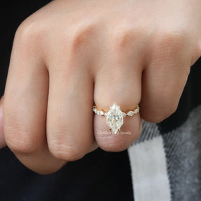 Intricate Dutch Marquise Engagement Ring design, front view