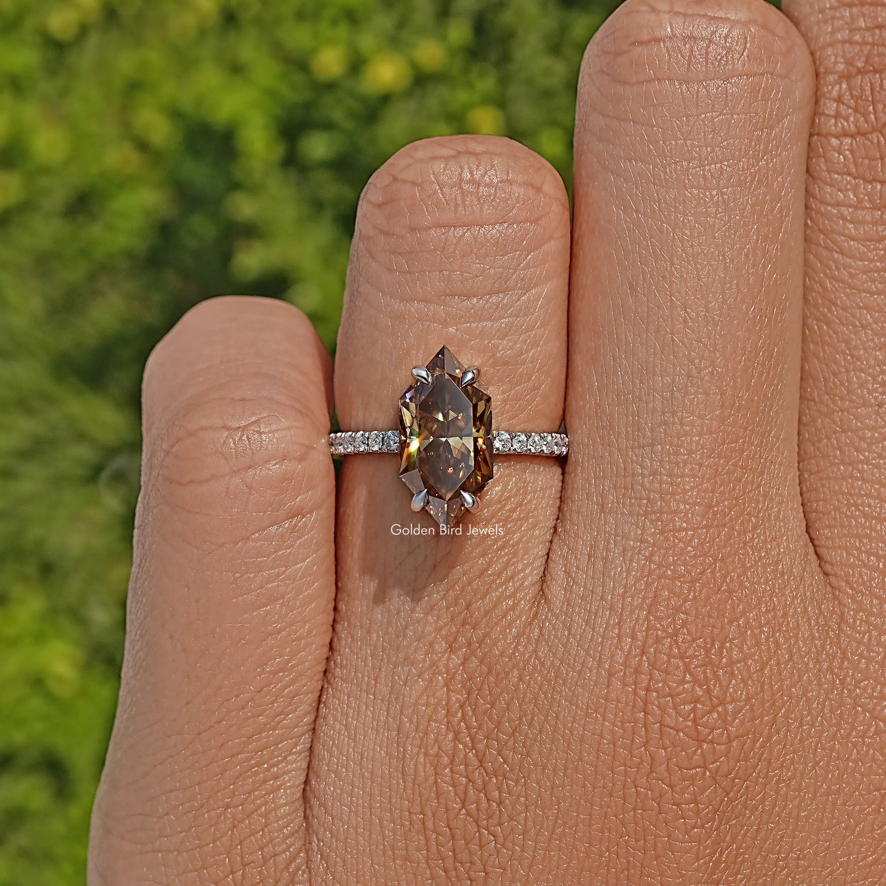 Dutch Marquise Cut Moissanite Solitaire Accent Ring