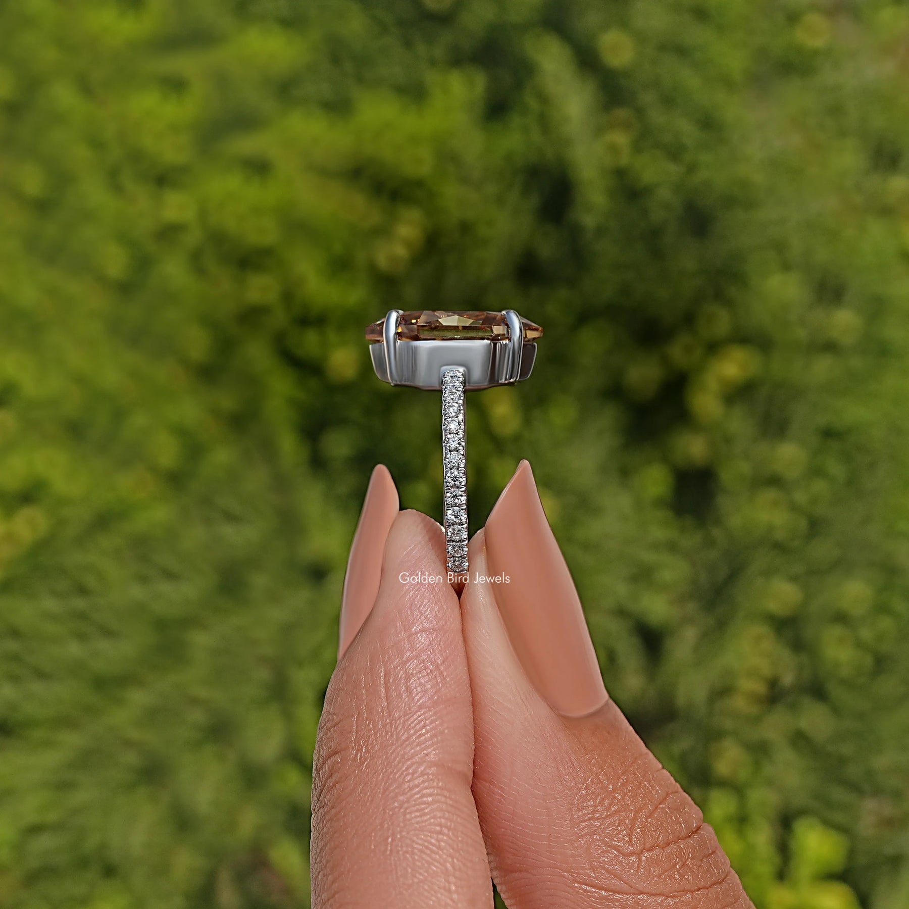 Dutch Marquise Cut Moissanite Solitaire Accent Ring