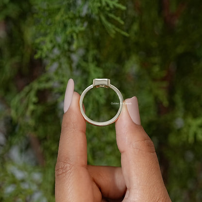 Radiant Cut Moissanite Bezel Set Solitaire Engagement Ring