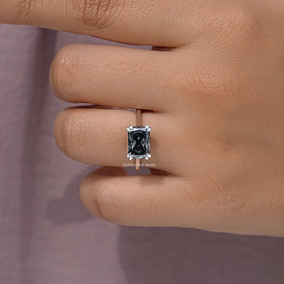Black Radiant Moissanite Solitaire Engagement Ring