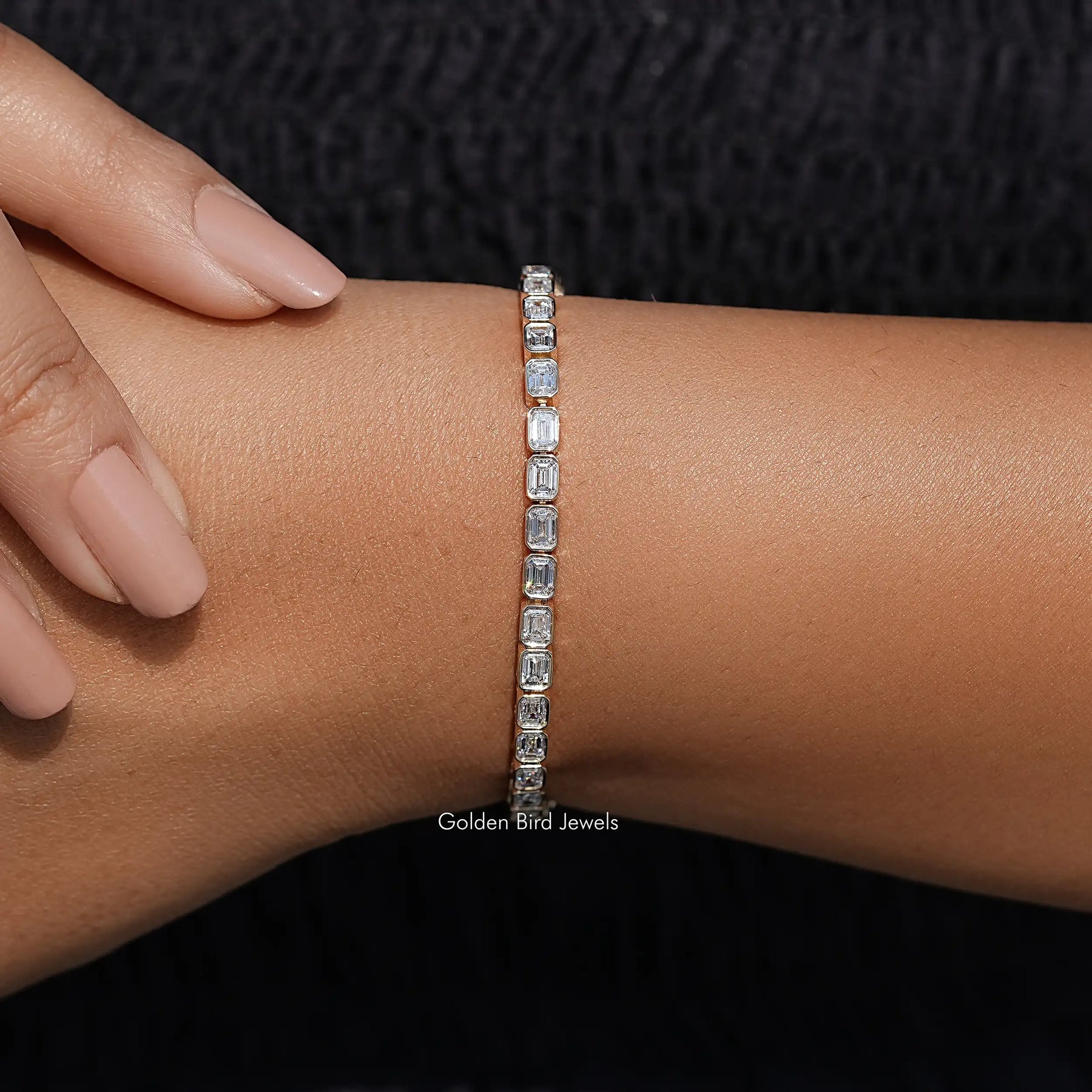 East West Emerald Lab Diamond Tennis Bracelet