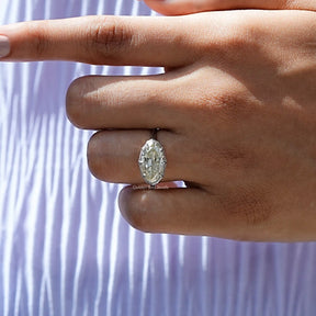Detailed View Of Old Mine Moval Cut Solitaire Ring In White Gold