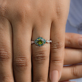 East West Oval Cut Gemstone Engagement Ring