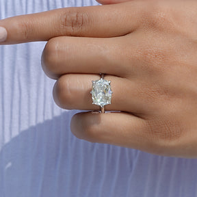 View of Old Mine Cushion Moissanite Engagement Ring In White Gold