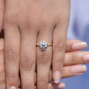 Close view of Old European Round Moissanite Solitaire Ring