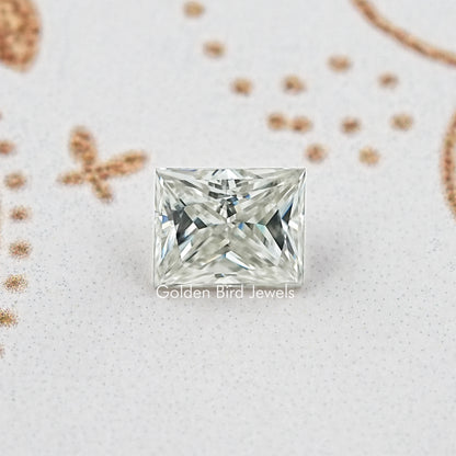 Elongated princess-cut moissanite loose stone with crisp faceted geometry