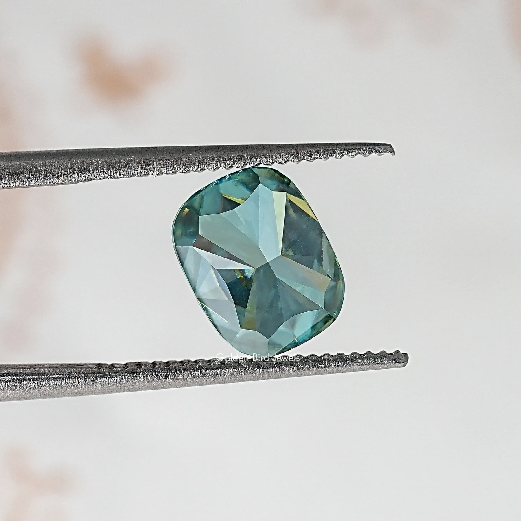 Blue Green Elongated Cushion Loose Moissanite