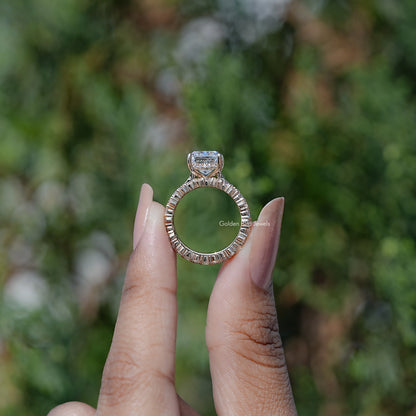 Elongated Cushion Cut Moissanite Ring Set