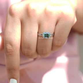 View of Elongated Cushion Cut Moissanite Solitaire Ring In White Gold