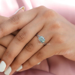 Front View of Cushion Cut Moissanite Engagement Ring In White Gold