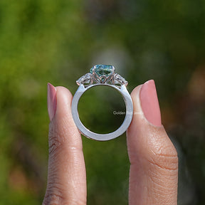 Elongated Cushion Moissanite Three Stone Ring