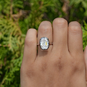 Old Mine Cushion Cut Moissanite Ring In Yellow Gold