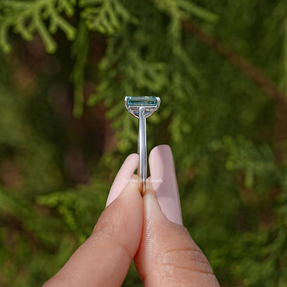Emerald Cut Moissanite Gemstone Solitaire Ring