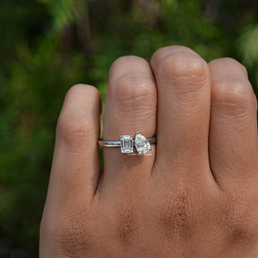 View of Pear Cut Lab Grown Diamond Toi Et Moi Ring In White Gold
