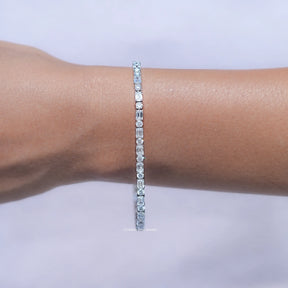 Emerald And Round Cut Diamond Tennis Bracelet