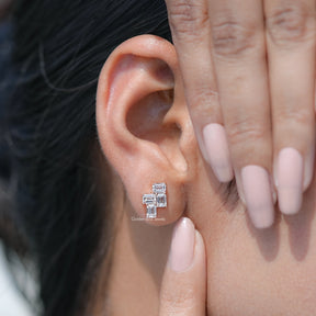Emerald Cut Lab Grown Diamond Drop Earrings