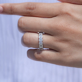 Bezel Set Emerald Cut Full Eternity Band