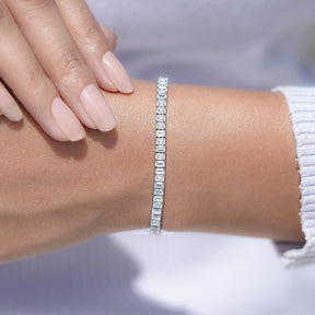 Emerald Cut Lab Diamond Tennis Bracelet