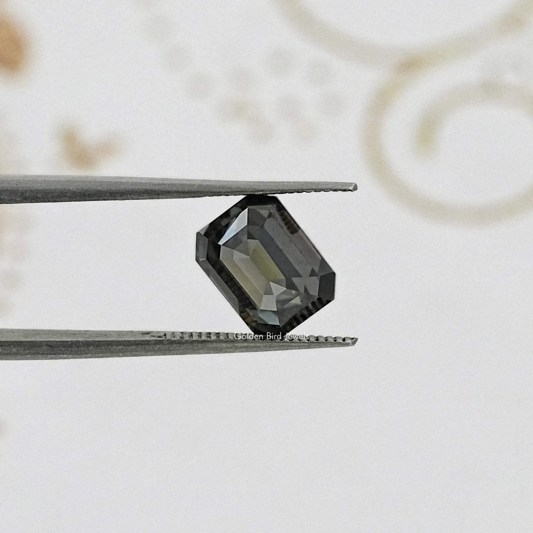 Gray Emerald Cut Moissanite Stone