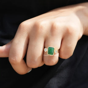 View of Emerald Cut Moissanite Ring In Finger