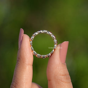 Bezel Set Emerald Gemstone Eternity Band