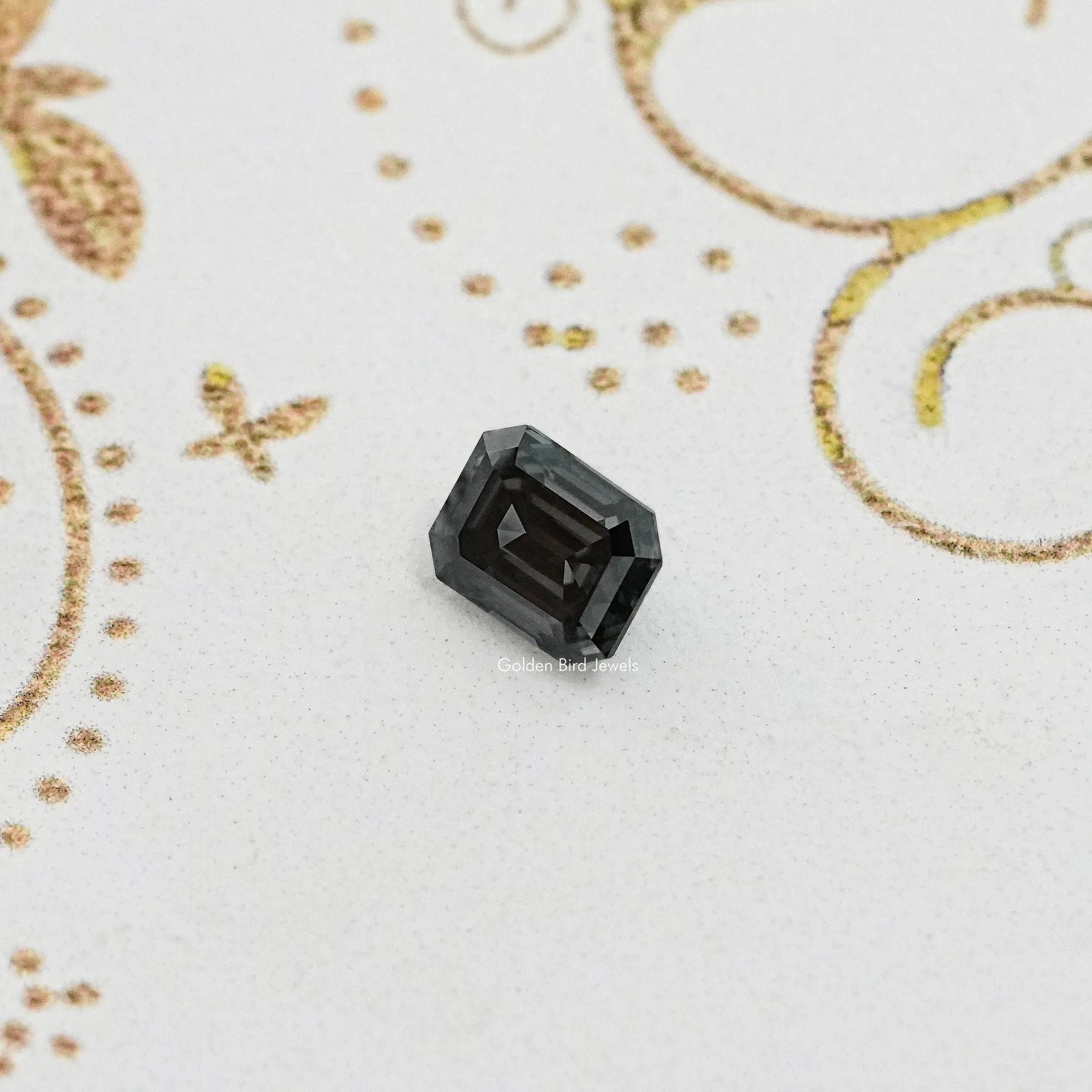 Gray Emerald Cut Moissanite Stone