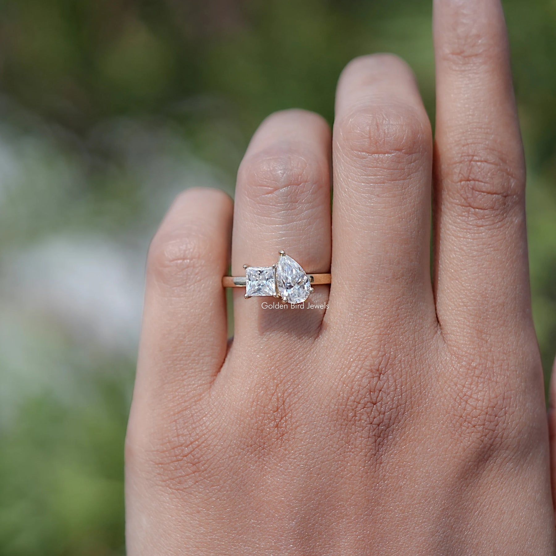 Pear and Princess Cut Lab Diamond Toi Et Moi Ring