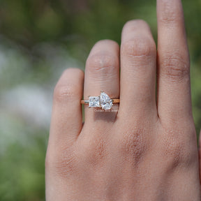 Pear and Princess Cut Lab Diamond Toi Et Moi Ring