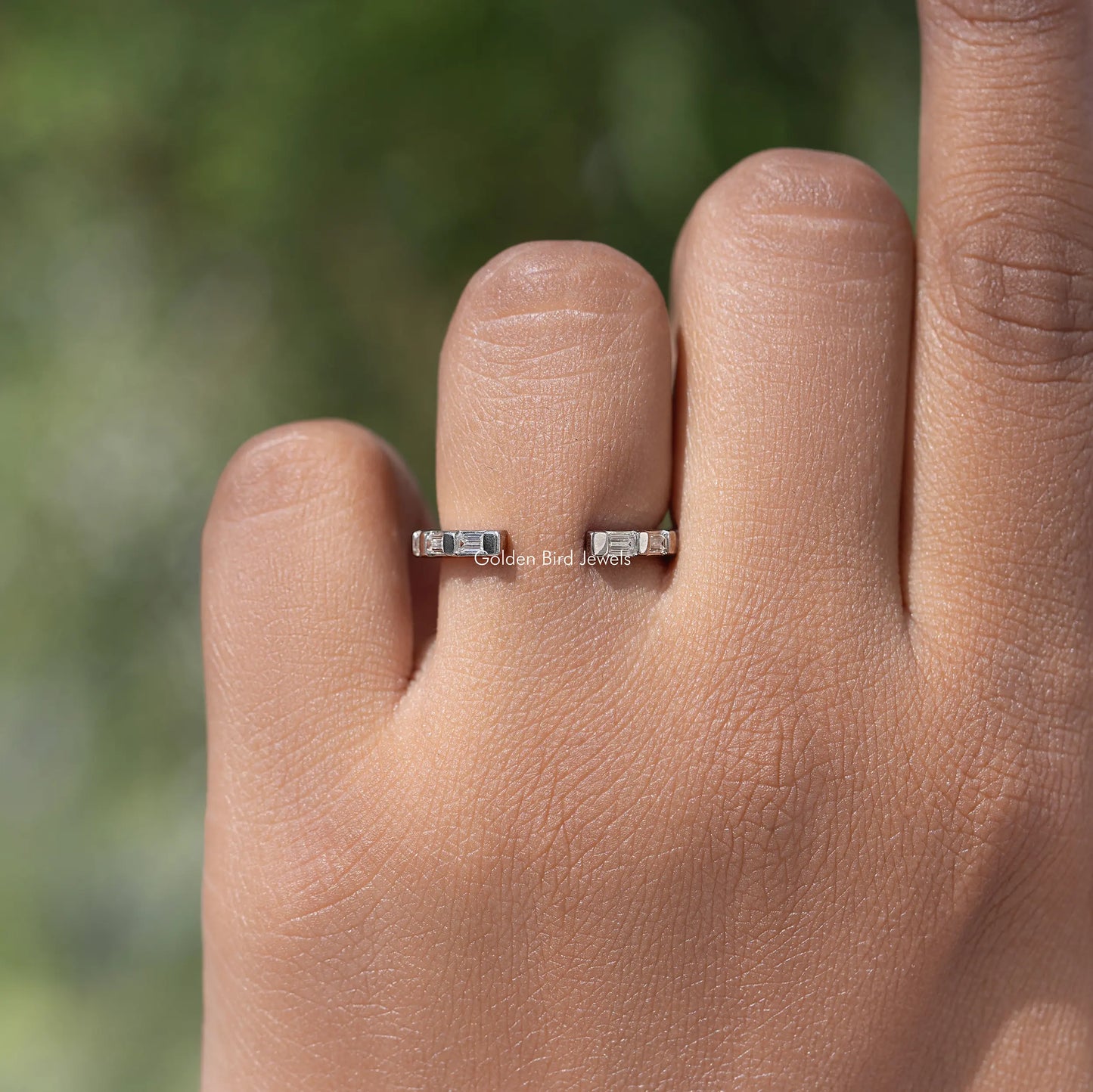 Baguette Cut Moissanite Open Gap Proposal Band