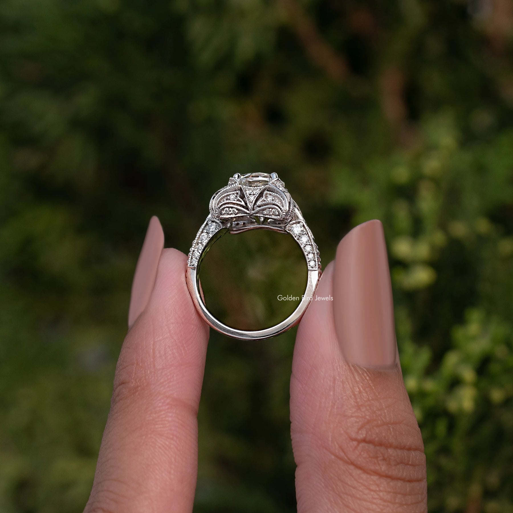 European Round Cut Moissanite Vintage Ring