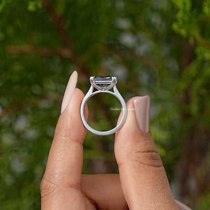 Black Radiant Moissanite Solitaire Engagement Ring