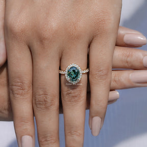 Moissanite Engagement Ring in Step Cut Oval Moissanite