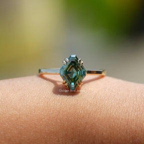 View of Fancy Cut Moissanite Solitaire Ring In Finger