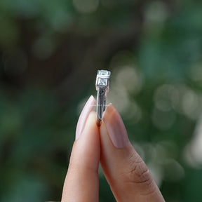 [Colorless Princess Cut Wedding Band]-[Golden Bird Jewels]