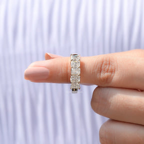 [Colorless Radiant Cut Moissanite Band]-[Golden Bird Jewels]