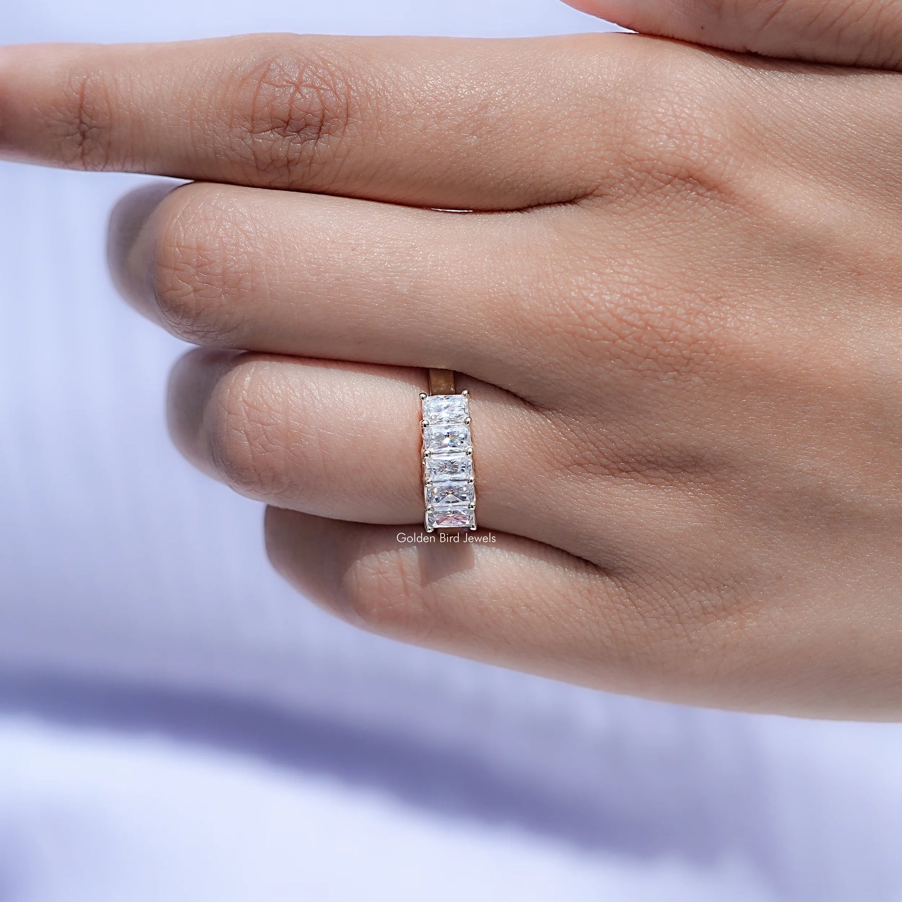 Five Stone Radiant Cut Moissanite Band