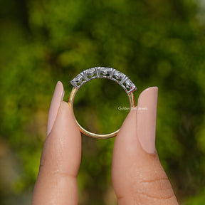 Five Stone Round Cut Moissanite Wedding Band